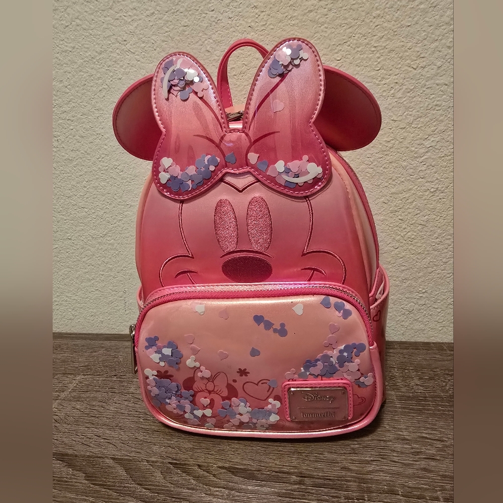 NWT- Loungefly Disney's Pink Confetti Minnie Mouse Mini Backpack